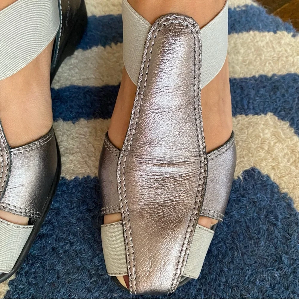 💎 TLC SILVER BLACK METTALIC CUT OUT SHOES! - Picture 5 of 15